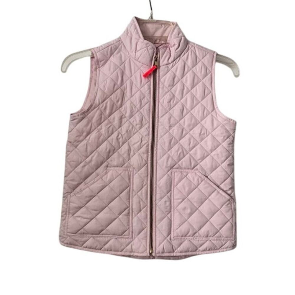 J.Crew Crewcuts Girls Size 8 Quilted Pink Puffer Vest Zip Up Winter Layering